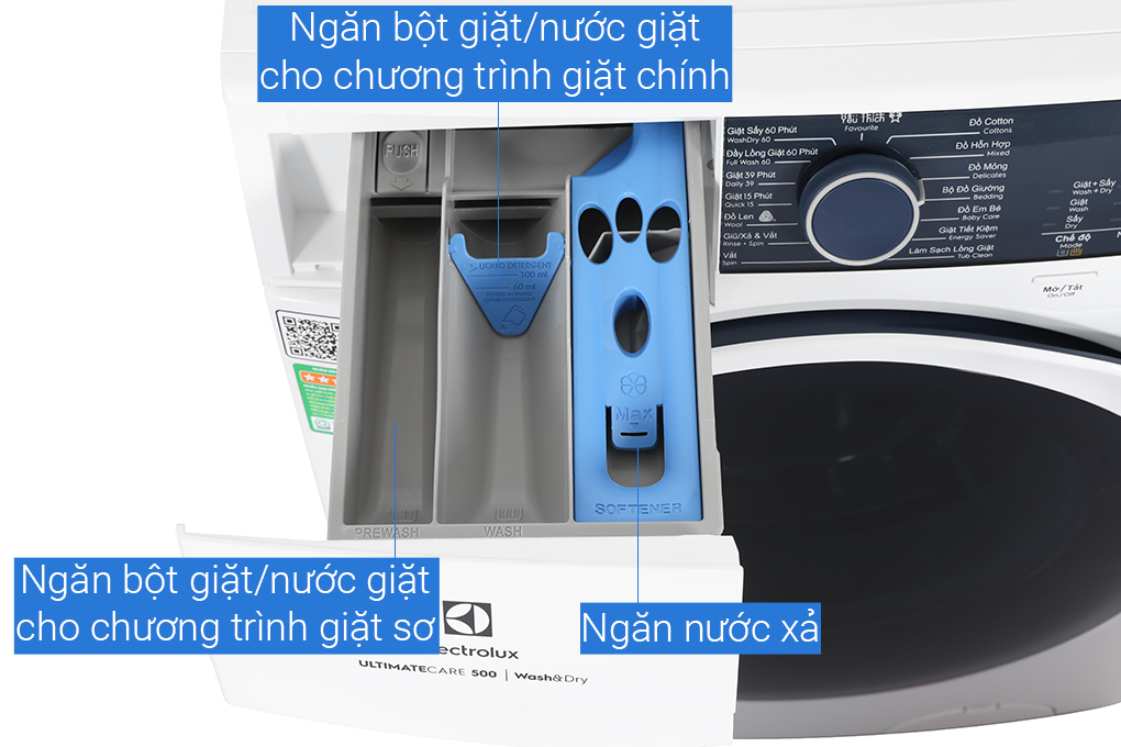 Máy giặt sấy Electrolux UltimateCare 500 Inverter giặt 9 kg - sấy 6 kg EWW9024P5WB Màu Trắng