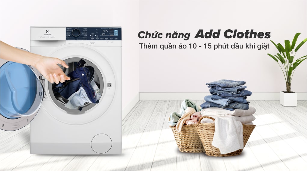 Thêm quần áo thật tiện lợi khi thêm quần áo trong khi giặt - Máy giặt và sấy Electrolux inverter 10kg EWW1024P5WB