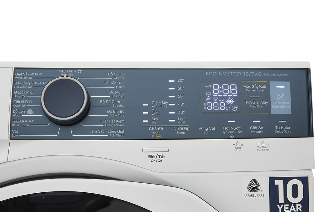 Máy giặt sấy Electrolux UltimateCare 500 Inverter giặt 10 kg - sấy 7 kg EWW1024P5WB Màu Trắng
