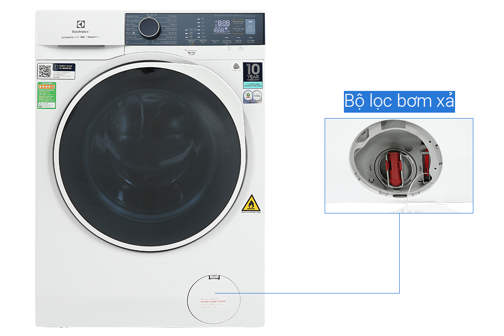 Máy giặt sấy Electrolux UltimateCare 500 Inverter giặt 10 kg - sấy 7 kg EWW1024P5WB Màu Trắng