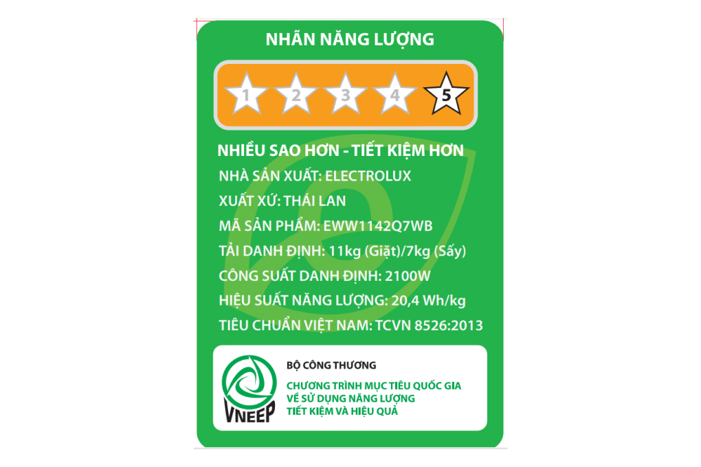 Máy giặt sấy Electrolux UltimateCare 700 Inverter giặt 11 kg - sấy 7 kg EWW1142Q7WB Màu Trắng