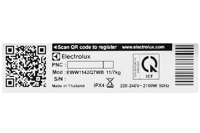 Máy giặt sấy Electrolux UltimateCare 700 Inverter giặt 11 kg - sấy 7 kg EWW1142Q7WB Màu Trắng