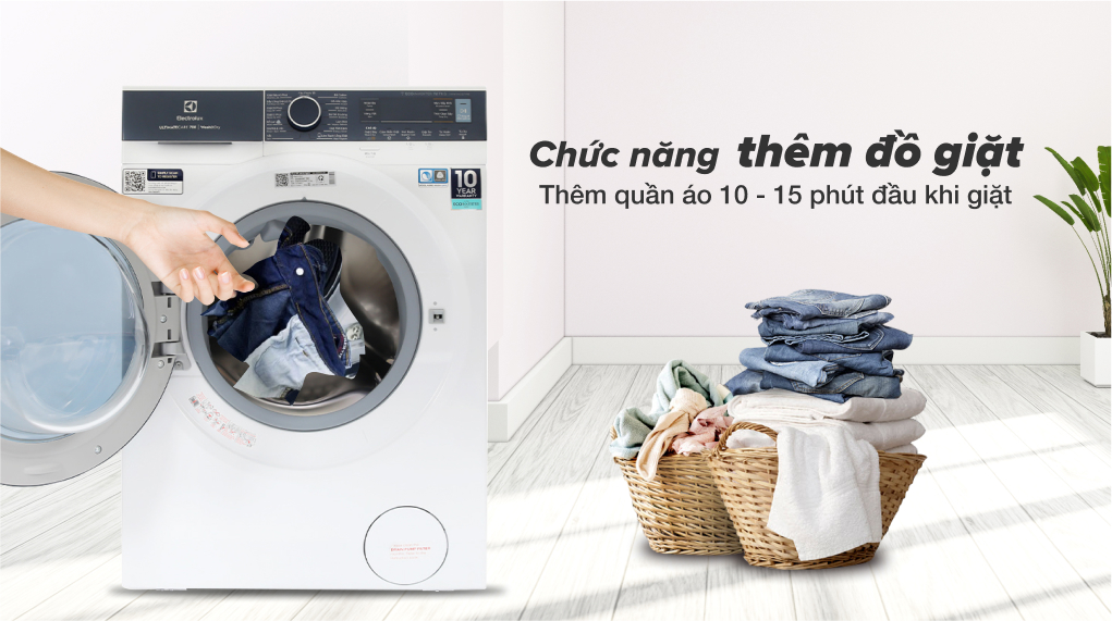 Máy giặt sấy Electrolux Inverter 11 kg EWW1142Q7WB-Có thể thêm quần áo vào máy khi đang giặt