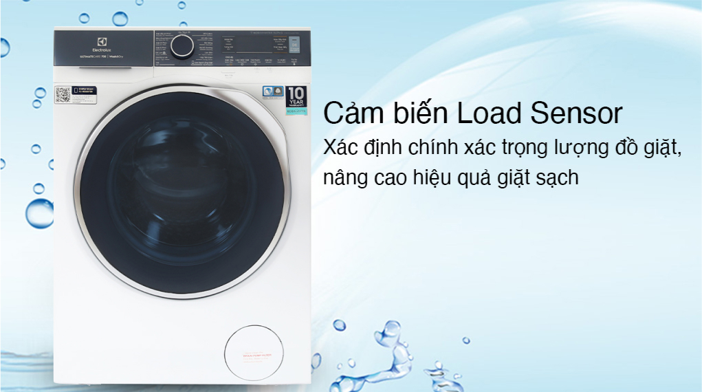 Máy giặt sấy Electrolux Inverter 11 kg EWW1142Q7WB-Load Sensor cảm biến trong lượng đồ giặt chính xác, nâng cao hiệu quả giặt sạch