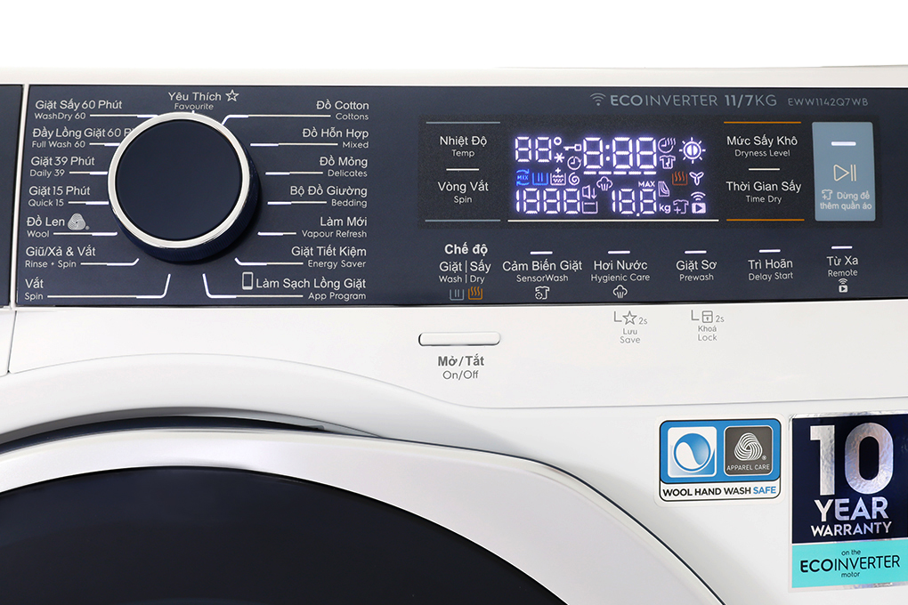 Máy giặt sấy Electrolux UltimateCare 700 Inverter giặt 11 kg - sấy 7 kg EWW1142Q7WB Màu Trắng