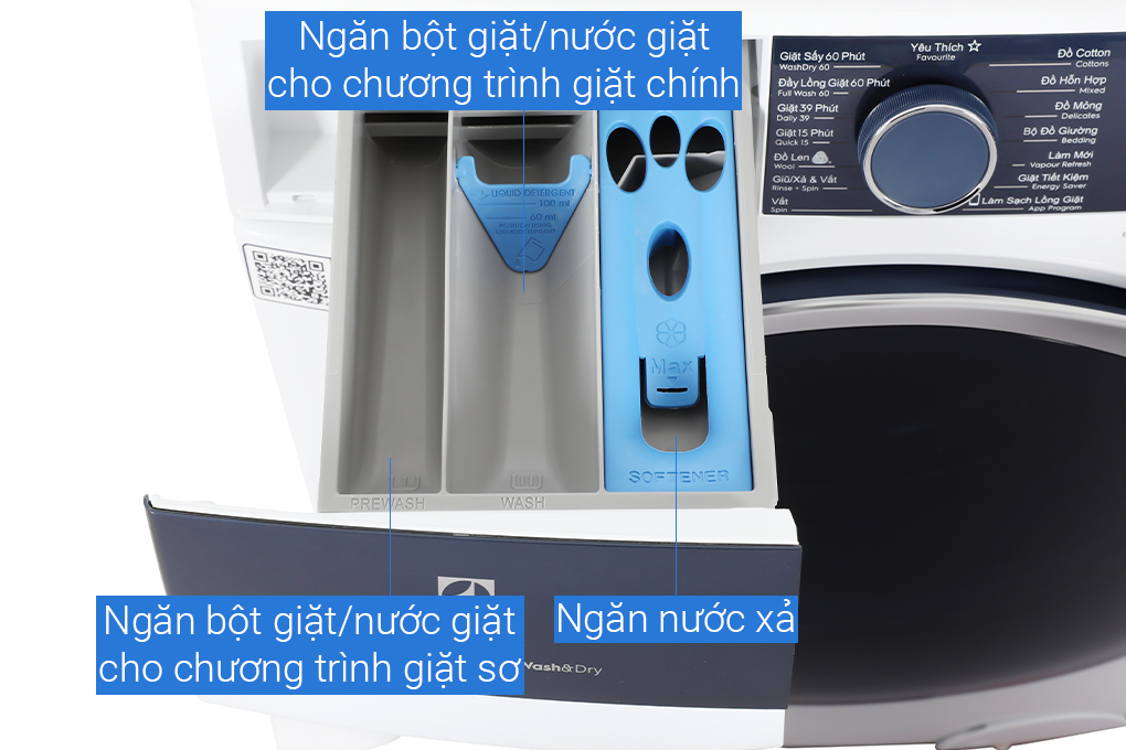Máy giặt sấy Electrolux UltimateCare 700 Inverter giặt 11 kg - sấy 7 kg EWW1142Q7WB Màu Trắng