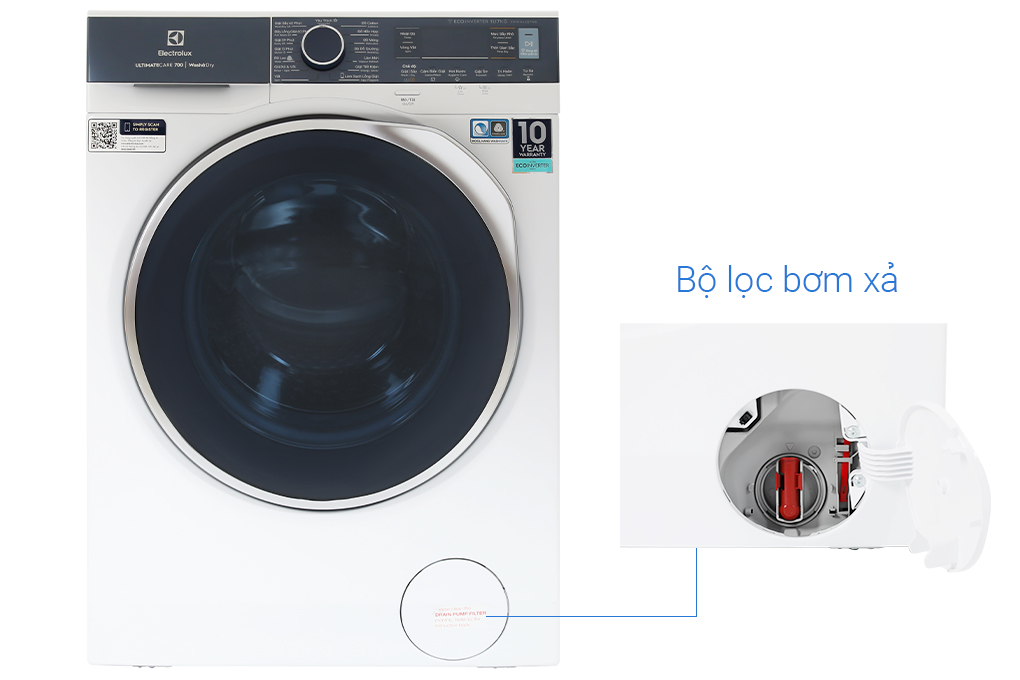 Máy giặt sấy Electrolux UltimateCare 700 Inverter giặt 11 kg - sấy 7 kg EWW1142Q7WB Màu Trắng