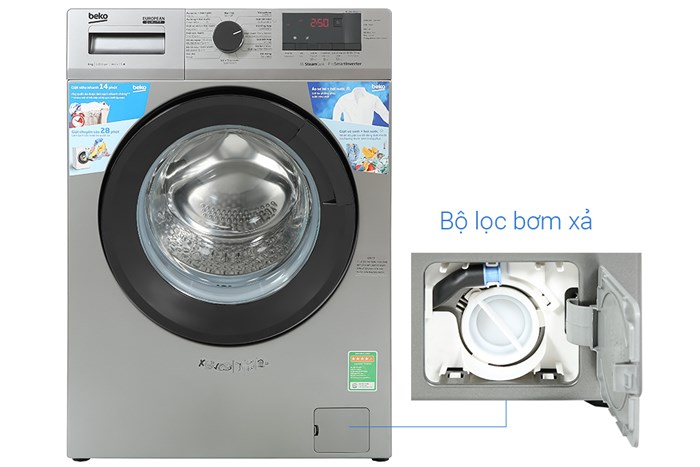 Máy giặt Beko Inverter 8 kg WCV8614XB0STS Màu Xám