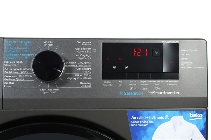 Máy giặt Beko Inverter 10 kg WCV10614XB0STM Màu Xám đậm