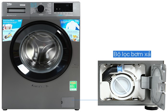 Máy giặt Beko Inverter 10 kg WCV10614XB0STM Màu Xám đậm