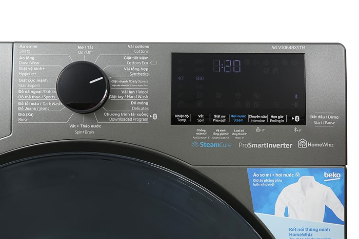 Máy giặt Beko Inverter 10 kg WCV10648XSTM Màu Xám nhạt