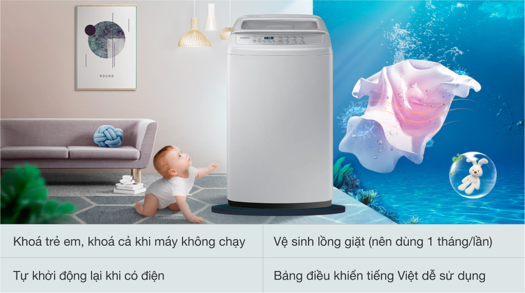 Máy giặt Samsung 9 Kg WA90H4200SG/SV - Tiện ích