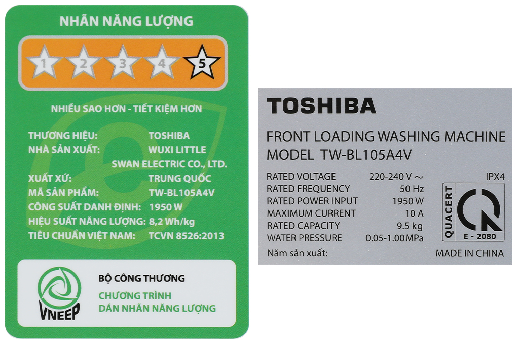 Mua máy giặt Toshiba inverter 9.5 kg TW-BL105A4V(SS)