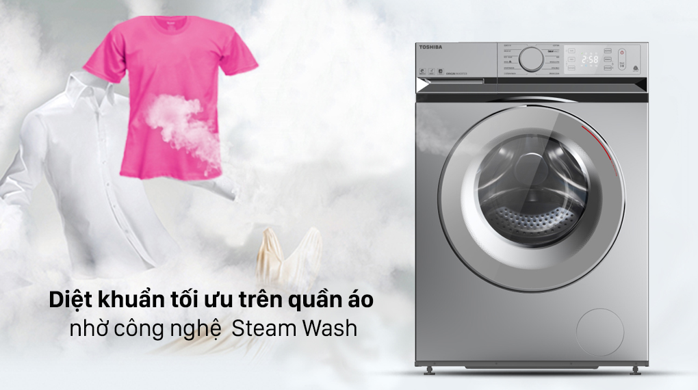Máy giặt Toshiba 10.5 kg TW-BL115A2V(SS) - Diệt khuẩn tối ưu trên quần áo nhờ công nghệ giặt hơi nước Steam Wash