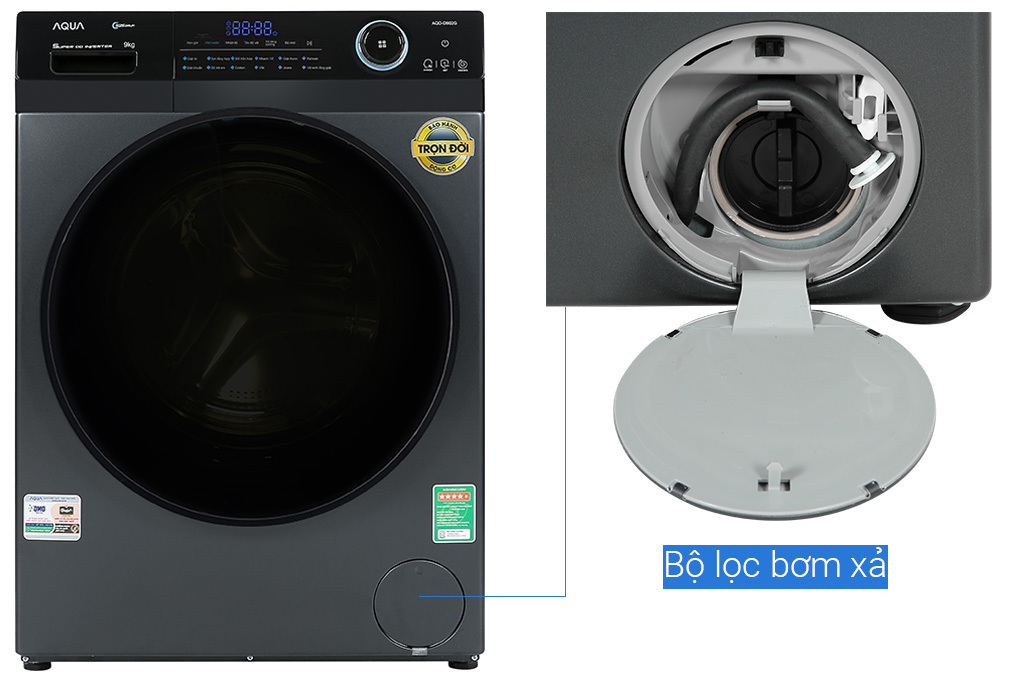 Máy giặt Aqua Inverter 9 kg AQD- D902G BK chính hãng