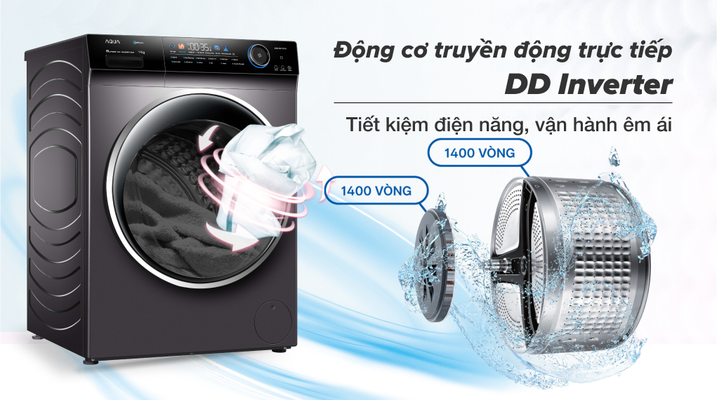 Máy giặt Aqua Inverter 10 kg AQD- DD1001G PS - DD Inverter