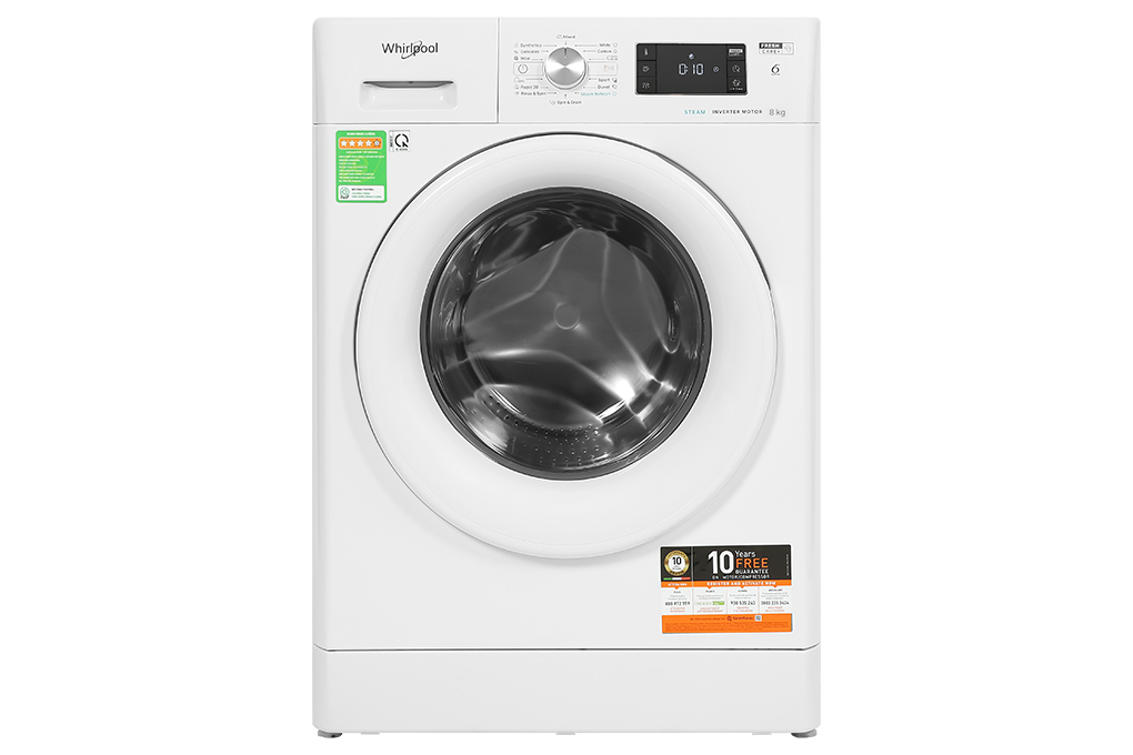 Máy giặt Whirlpool FreshCare Inverter 8 Kg FFB8458WV EU Màu Trắng