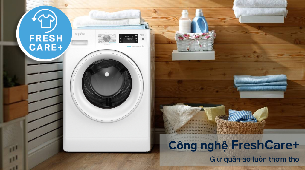 Máy giặt Whirlpool Inverter 9 Kg FFB9458WV EE - Giữ quần áo luôn thơm tho nhờ công nghệ Fresh Care  