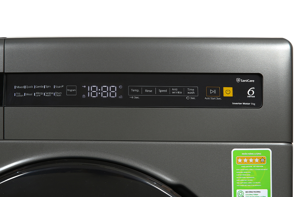 Máy giặt Whirlpool FreshCare Inverter 8 kg FWEB8002FG Màu Xám