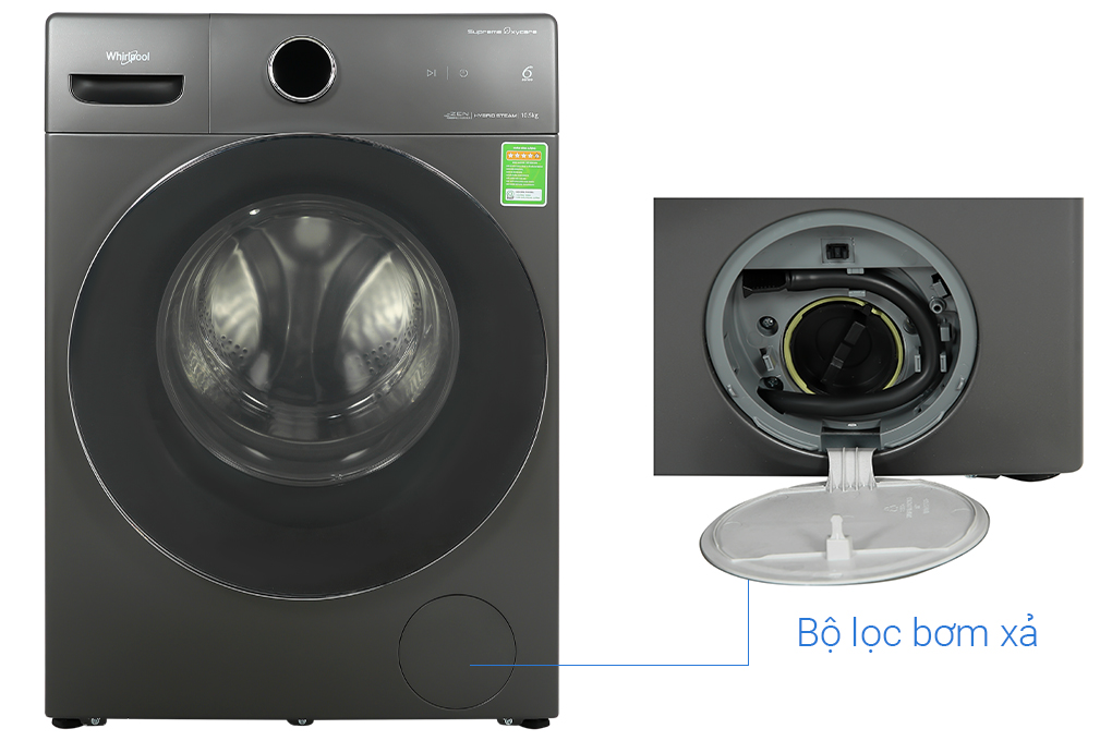 Máy giặt Whirlpool OxyCare Inverter 10.5 kg FWMD10502FG Màu Xám
