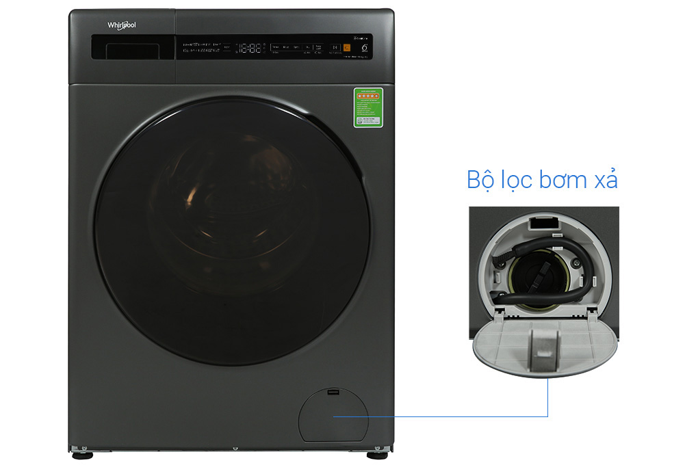 Máy giặt sấy Whirlpool SaniCare Inverter giặt 10.5 kg - sấy 7 kg WWEB10702FG Màu Xám