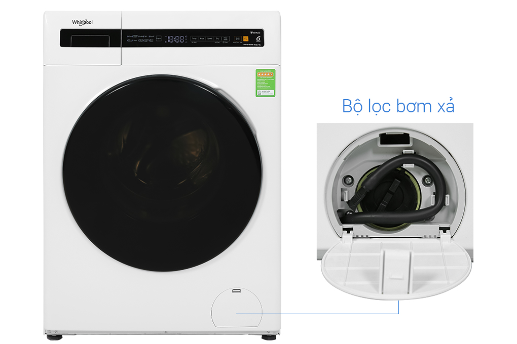 Máy giặt sấy Whirlpool SaniCare Inverter giặt 10.5 kg - sấy 7 kg WWEB10702FW Màu Trắng