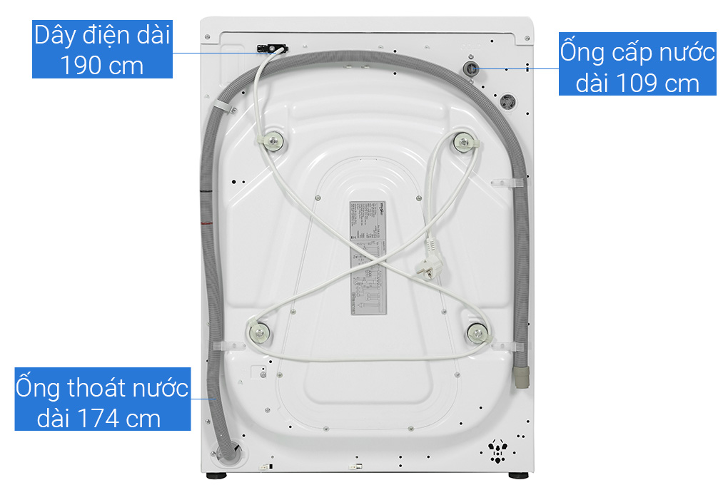 Máy giặt sấy Whirlpool SaniCare Inverter giặt 10.5 kg - sấy 7 kg WWEB10702FW Màu Trắng