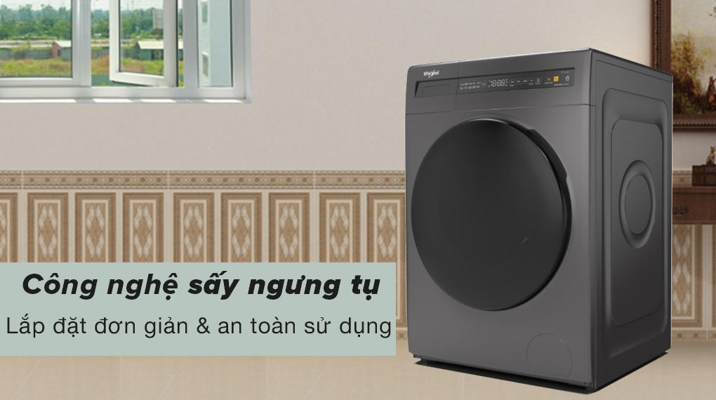 Công nghệ sấy ngưng tụ an toàn, lắp đặt đơn giản - Máy giặt sấy Whirlpool WWEB95702FG