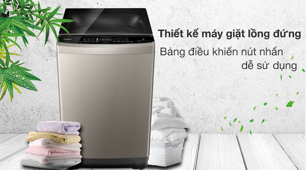 Thiết kế lồng giặt máy đứng, bảng điều khiển bằng nút nhấn - Máy giặt Whirlpool VWIID11502FG