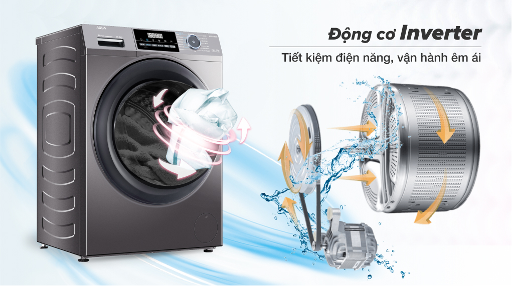 Máy giặt Aqua Inverter 10 kg AQD-A1002G S - Động cơ Inverter 