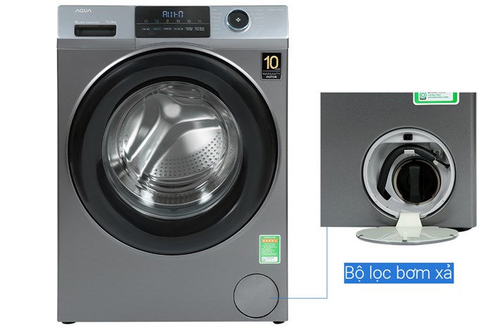 Máy giặt Aqua Inverter 10 kg AQD-A1002G S Màu Xám
