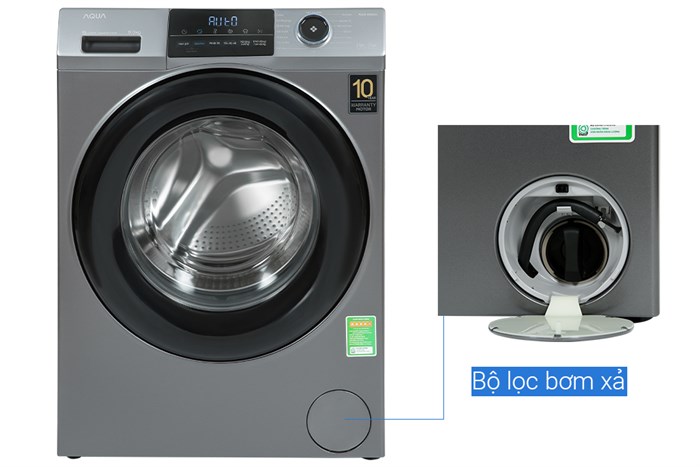 Máy giặt Aqua Inverter 9 kg AQD-A902G S Màu Bạc