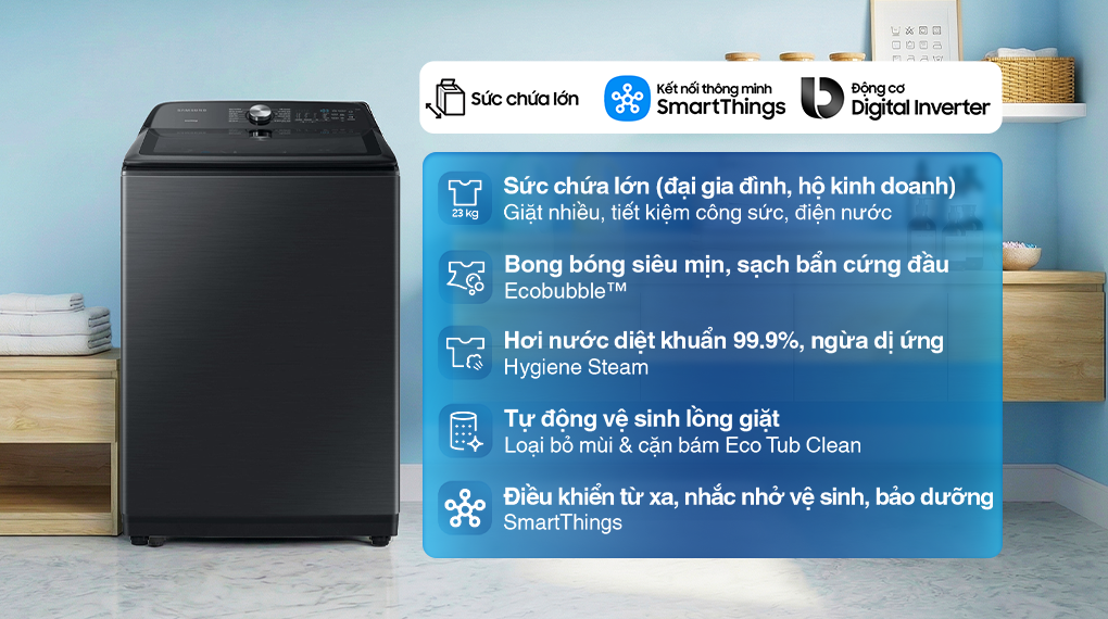 Máy giặt Samsung Inverter 23 kg WA23A8377GV/SV