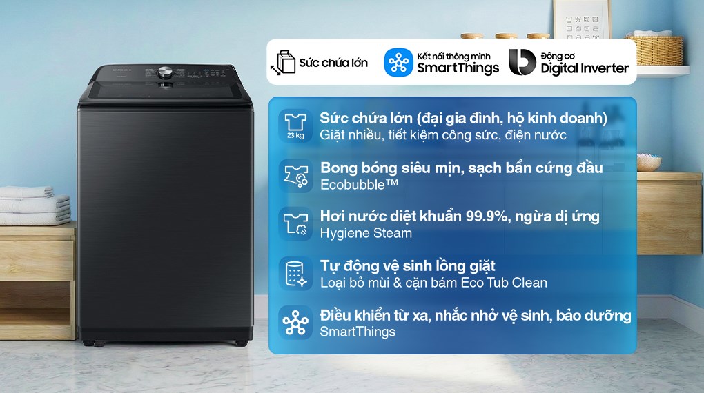 Máy giặt Samsung Inverter 23 kg WA23A8377GV/SV
