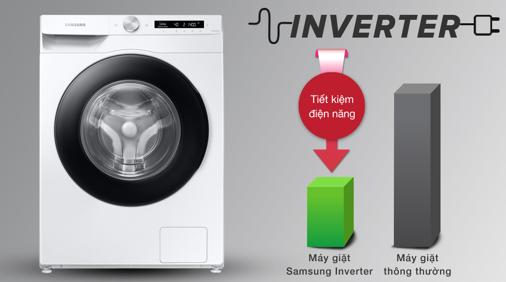 Tiết kiệm điện - Máy giặt Samsung Inverter 13 kg WW13T504DAW/SV