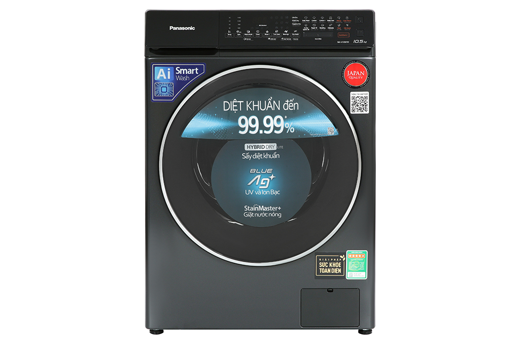 Máy giặt Panasonic Inverter giặt 10.5 kg - sấy tiện ích 2 kg NA-V105FR1BV Màu Đen