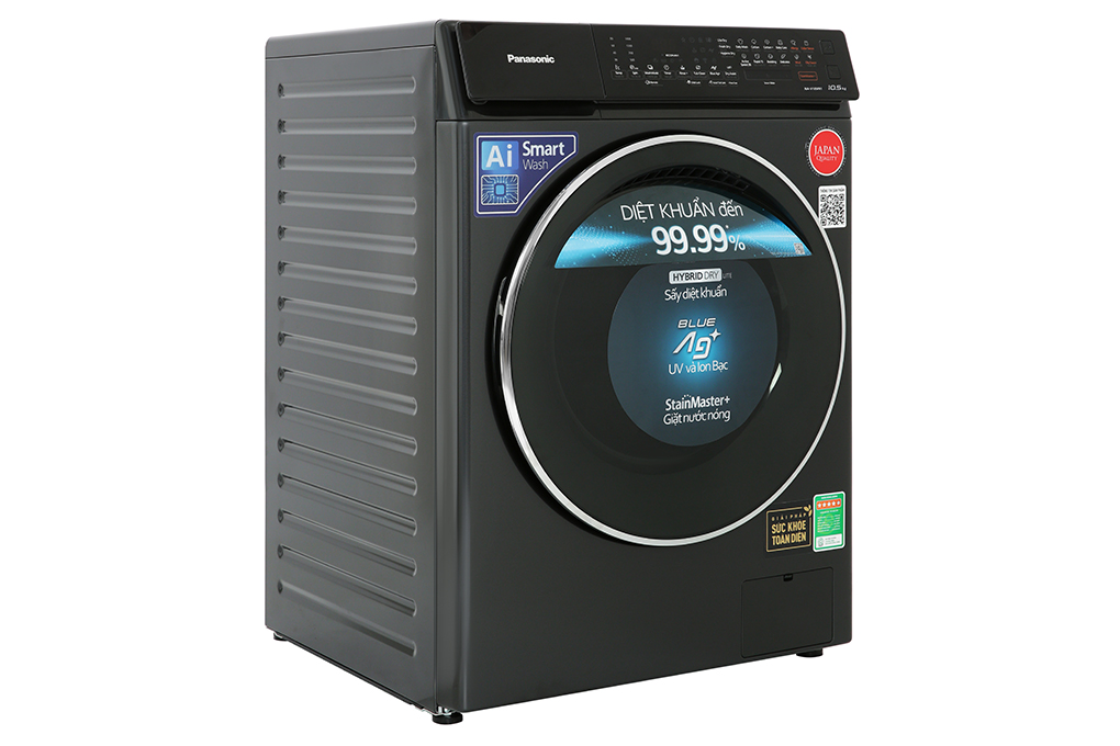 Máy giặt Panasonic Inverter giặt 10.5 kg - sấy tiện ích 2 kg NA-V105FR1BV Màu Đen