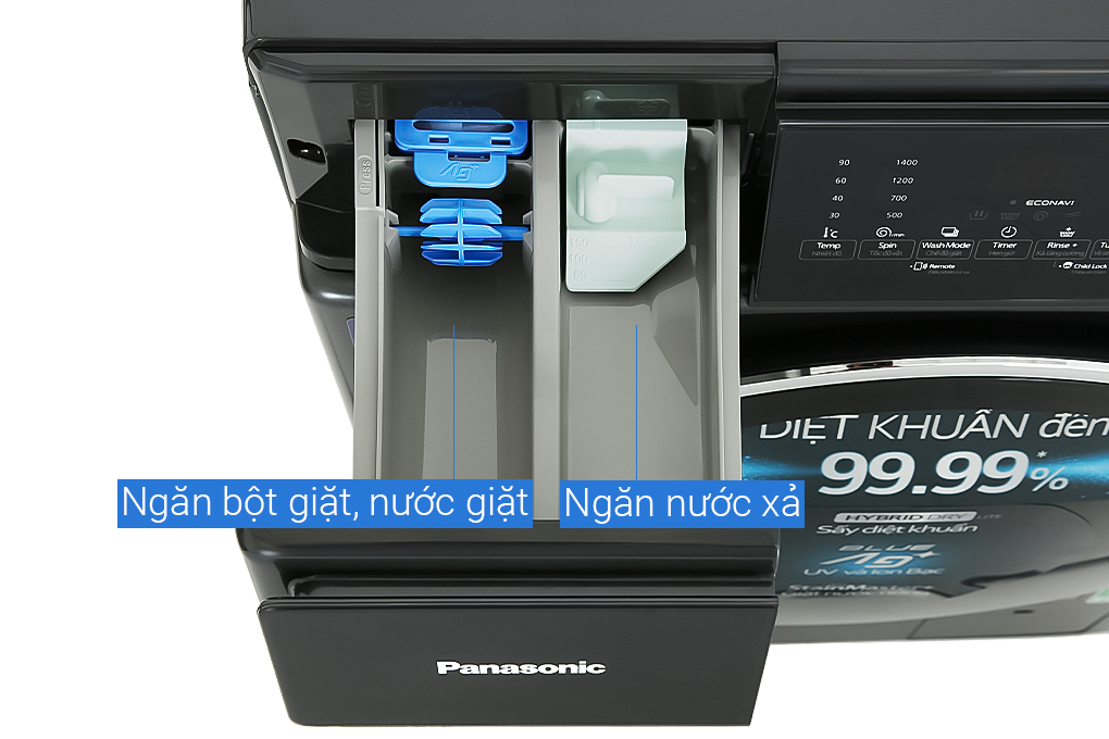 Máy giặt Panasonic Inverter giặt 10.5 kg - sấy tiện ích 2 kg NA-V105FR1BV Màu Đen