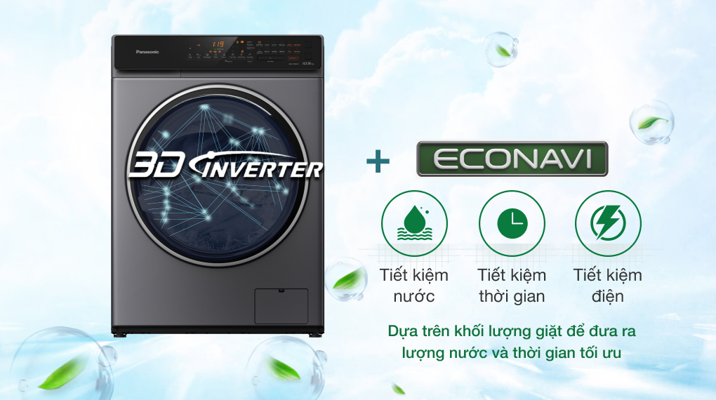 Động cơ, công nghệ tiết kiệm điện - Máy giặt sấy Panasonic Inverter 10.5 Kg NA-V105FC1LV