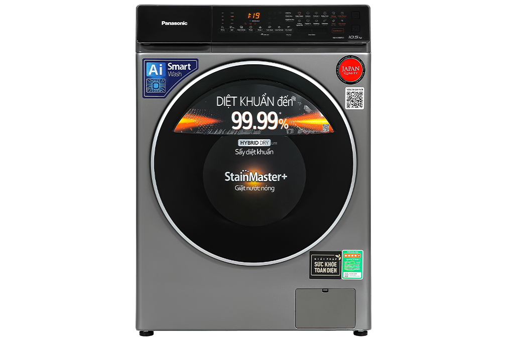 Máy giặt Panasonic Inverter giặt 10.5 kg - sấy tiện ích 2 kg NA-V105FC1LV Màu Xám