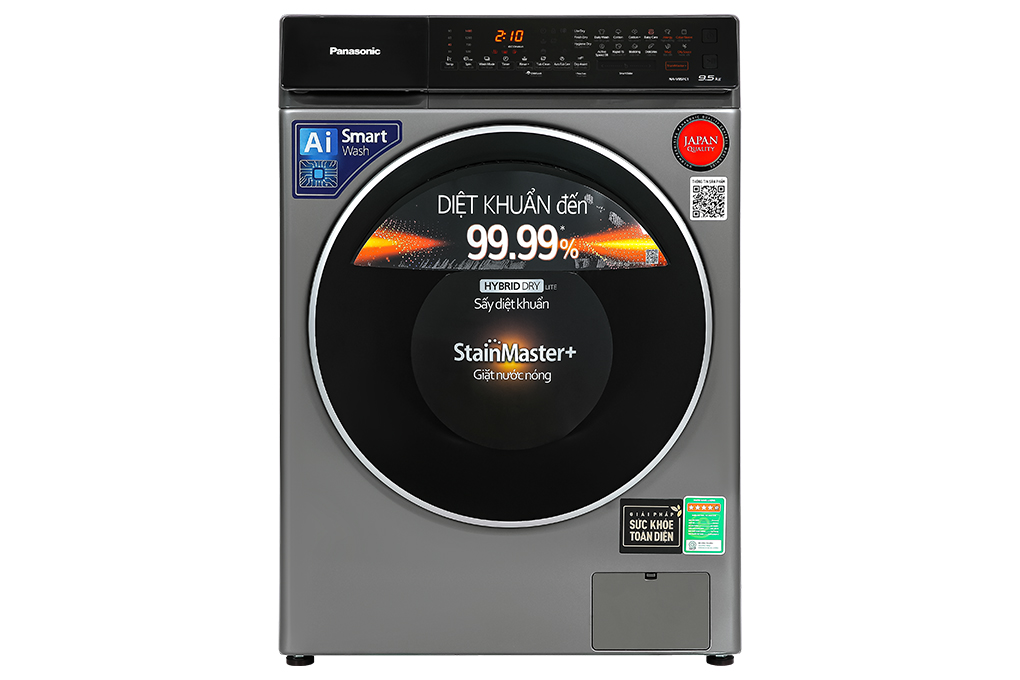 Máy giặt Panasonic Inverter giặt 9.5 kg - sấy tiện ích 2 kg NA-V95FC1LVT Màu Xám