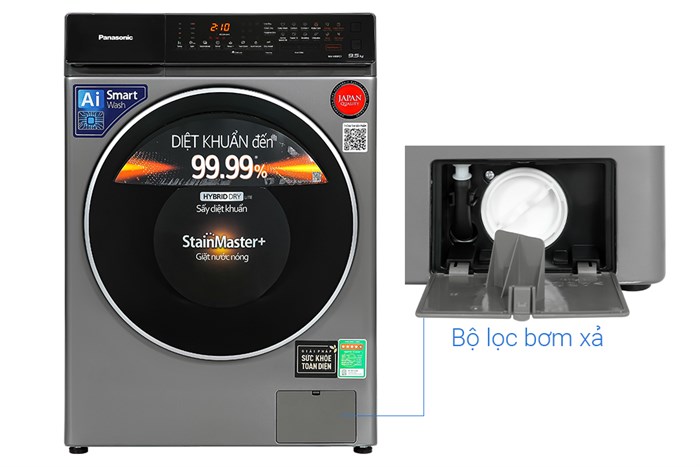 Máy giặt Panasonic Inverter giặt 9.5 kg - sấy tiện ích 2 kg NA-V95FC1LVT Màu Xám