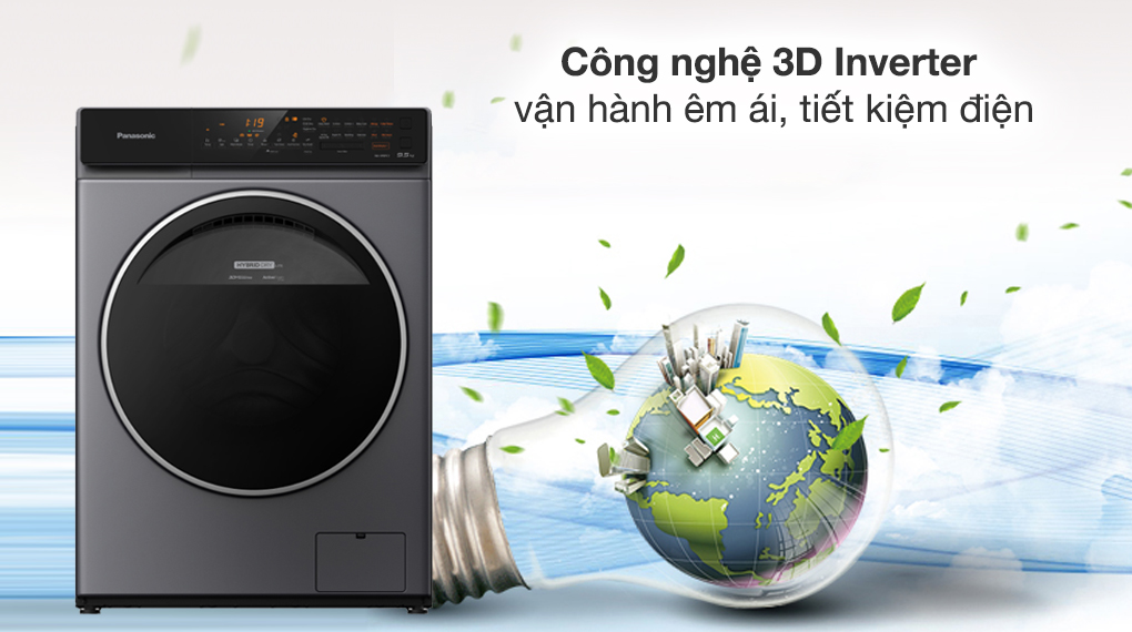 Máy giặt sấy Panasonic Inverter 9.5 Kg NA-V95FC1LVT - Động cơ - Công nghệ tiết kiệm điện