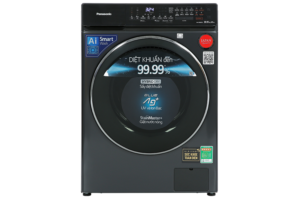 Máy giặt sấy Panasonic Inverter giặt 9.5 kg - sấy 6 kg NA-S956FR1BV Màu Đen