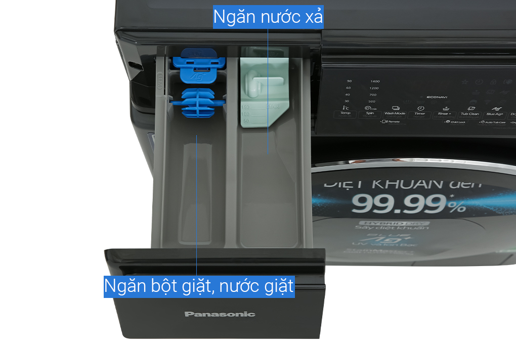 Máy giặt sấy Panasonic Inverter giặt 9.5 kg - sấy 6 kg NA-S956FR1BV Màu Đen