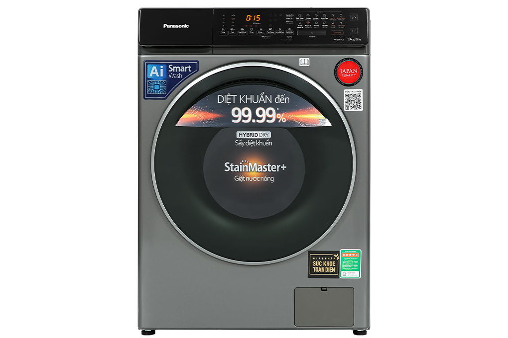 Máy giặt sấy Panasonic Inverter giặt 9 kg - sấy 6 kg NA-S96FC1LVT Màu Xám