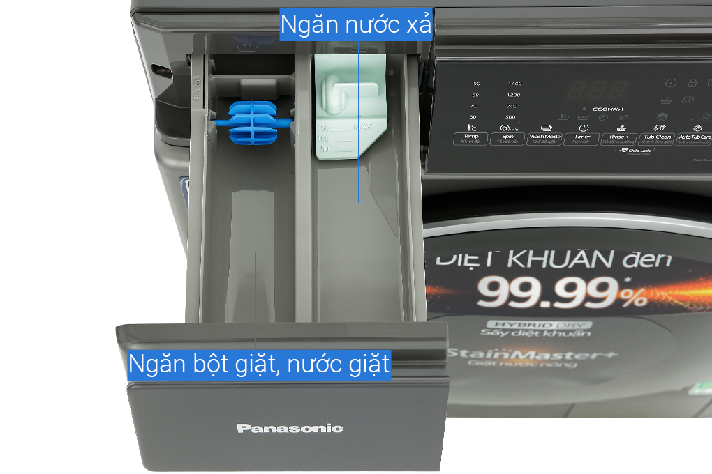 Máy giặt sấy Panasonic Inverter giặt 9 kg - sấy 6 kg NA-S96FC1LVT Màu Xám