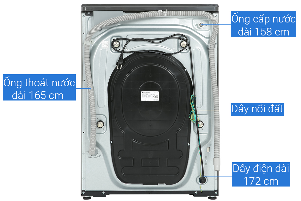 Máy giặt sấy Panasonic Inverter giặt 9 kg - sấy 6 kg NA-S96FC1LVT Màu Xám