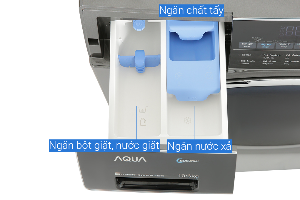 Máy giặt sấy Aqua Inverter giặt 10 kg - sấy 6 kg AQD-AH1000G.PS Màu Bạc