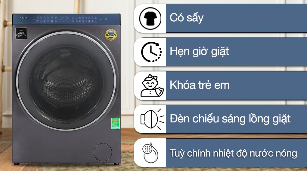 Máy giặt sấy Aqua Inverter giặt 15 kg - sấy 10 kg AQD-DH1500G PP